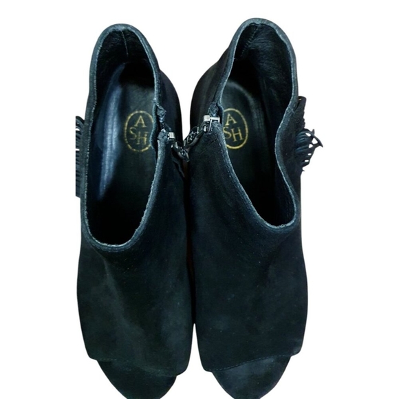 Ash nolita black suede fringe open toe ankle boots size EU 37 - Picture 6 of 11